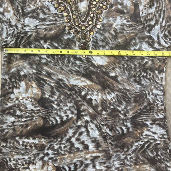 Chicos Womens Beaded Tunic Size 3 Sheer Maximalist Mob Wife Glam Boho Ethnic - Picture 11 of 15
